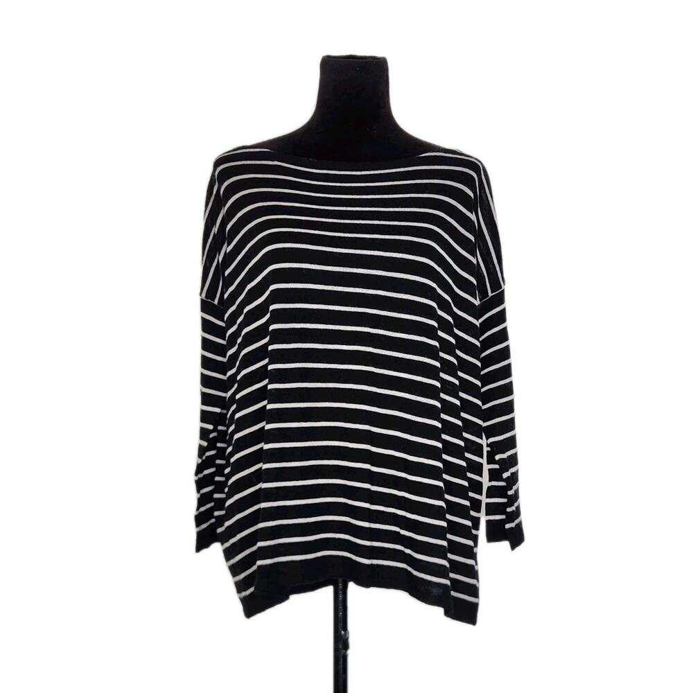 Joie Lightweight Striped Cashmere Knit Boat Neck Sweater Women's Size Large